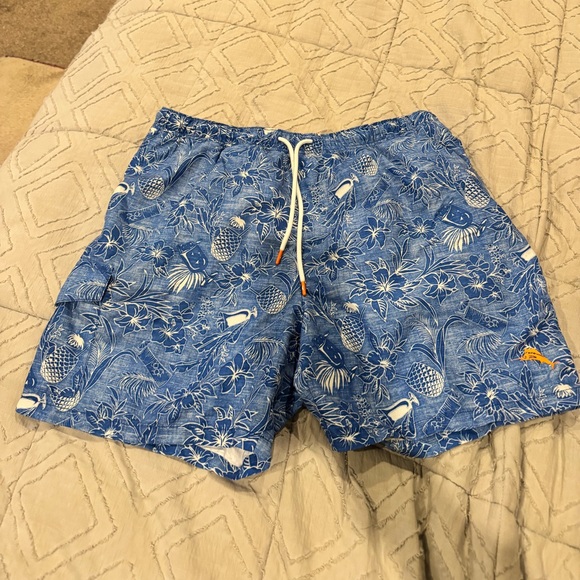 Tommy Bahama Blue Pineapple XL Floral Swim Trunks - Picture 1 of 2